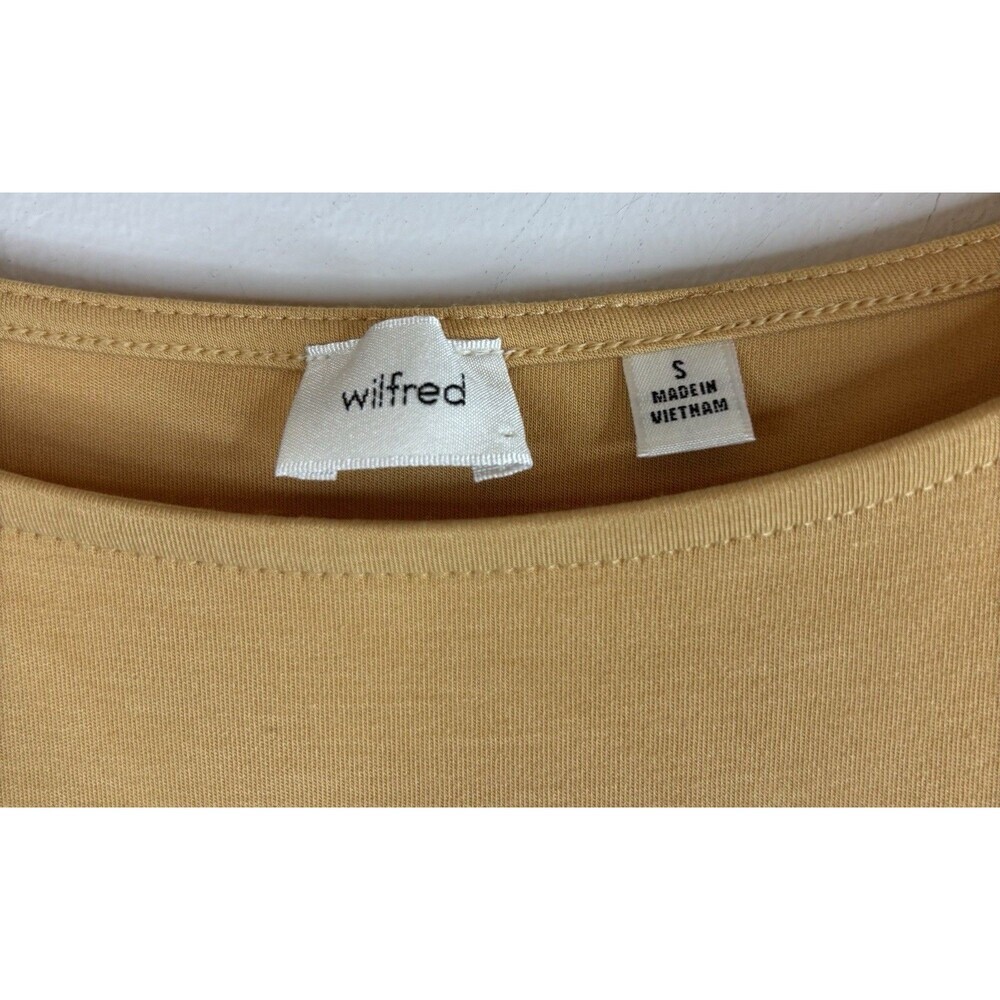 WILFRED Aritzia Goodlux Bloomsbury Mini Dress Small Ruffle Apricot Peach Summer - Picture 3 of 9